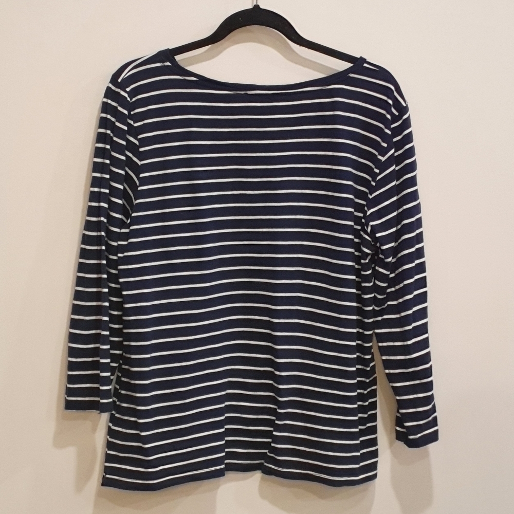 Pink Tartan stripe cotton long sleeve tee, navy and white, size extra large - Picture 2 of 3